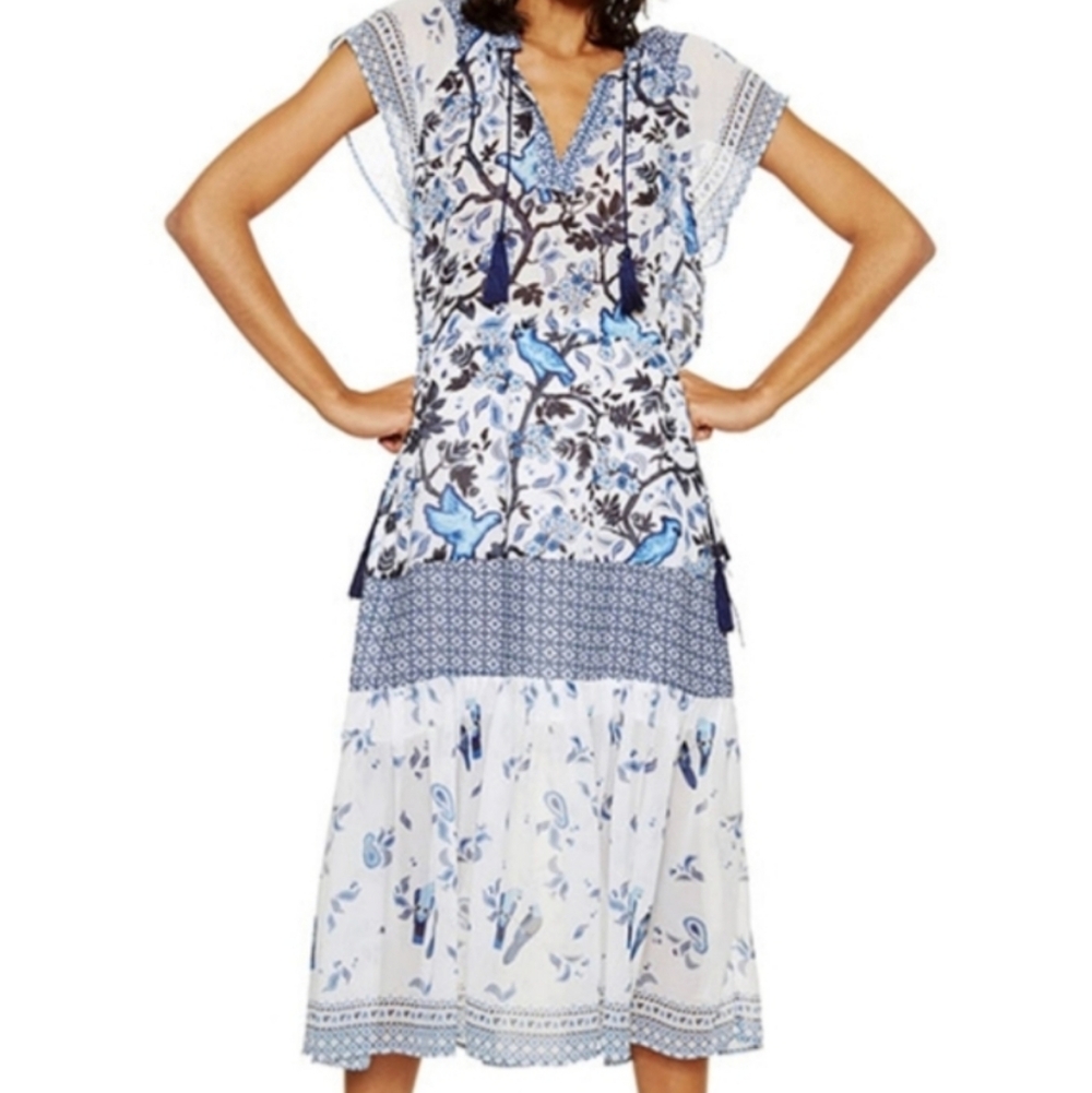 Desigual Floral Blue and Cream Maxi Dress